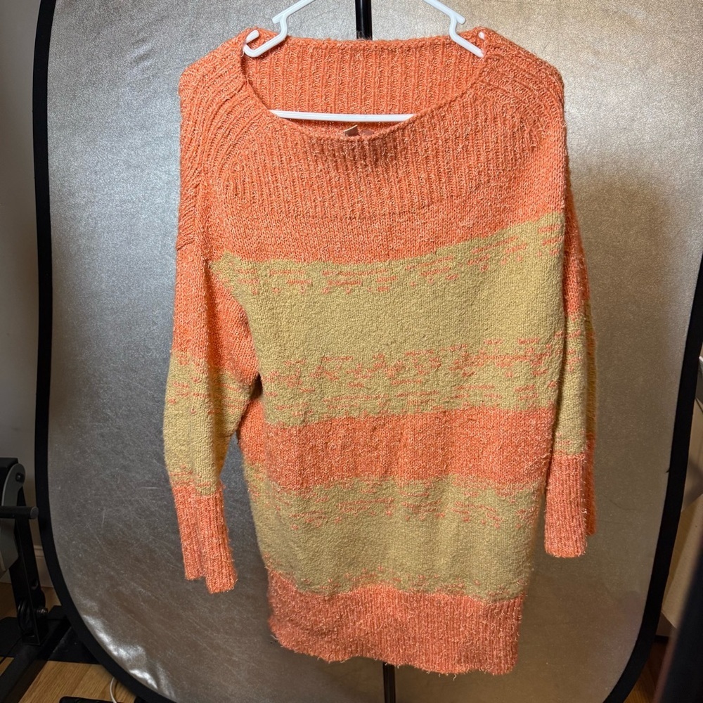 Pilcro Orange and Tan Cowl Neck Sweater